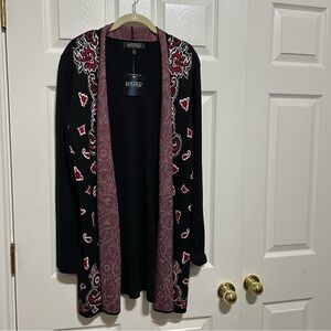 Kasper Red/Black Designed Cardigan